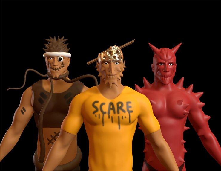 Foto personagem de susto de halloween 3d para evento assustador de halloween