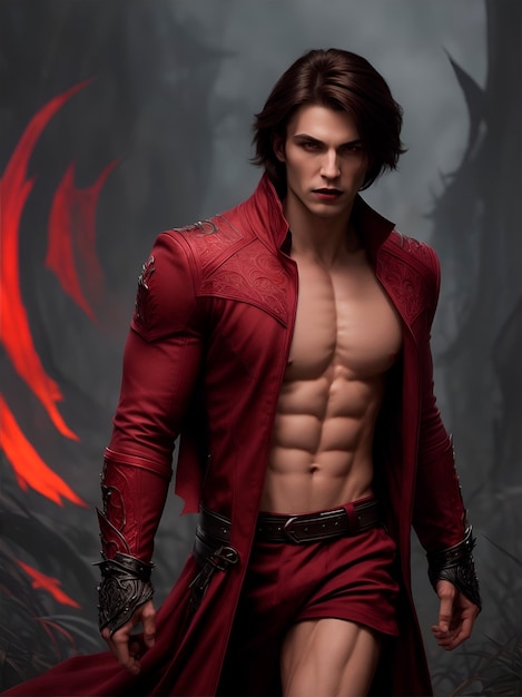 Personagem de um vampiro musculoso em um fundo épico