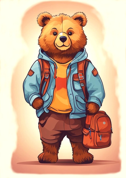 Foto personagem de urso de volta à escola