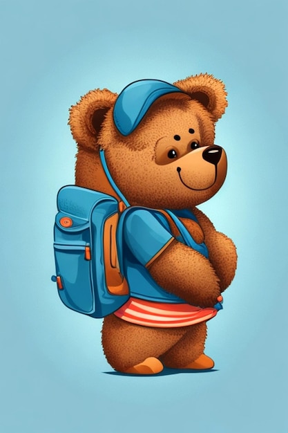 Personagem de urso de volta à escola