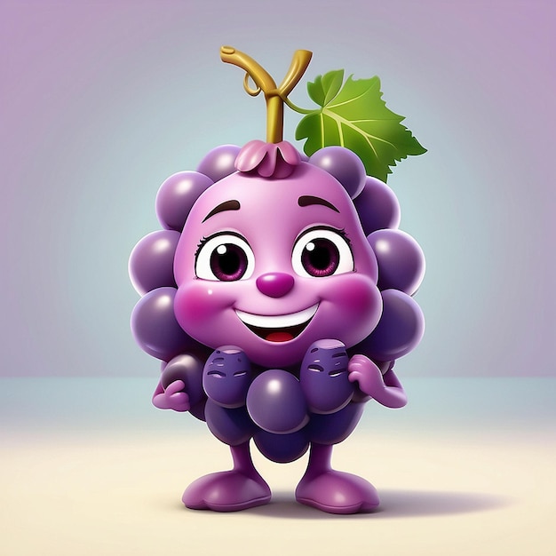 Personagem de uva bonito em 3D