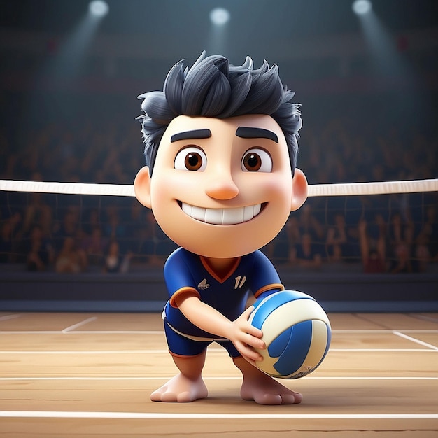 Personagem de vôlei de desenho animado em 3D