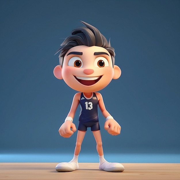 Personagem de vôlei de desenho animado em 3d