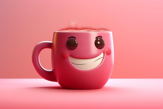 Personagem de xícara de café bonito e feliz