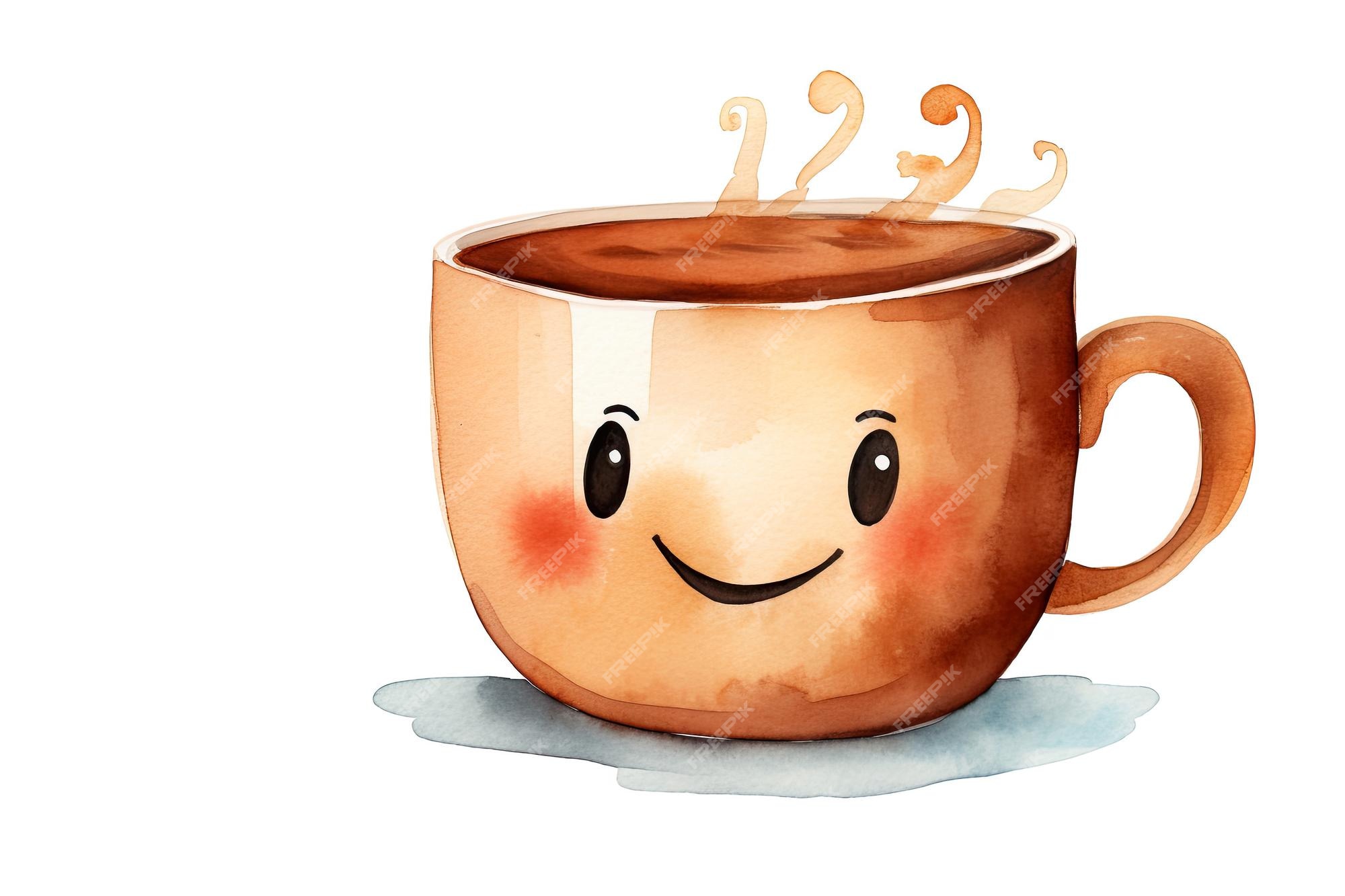 Xícara De Chá De Café Kawaii Fofa Com Personagem De Desenho Animado  Ilustração Stock - Ilustração de fresco, desenho: 273995493