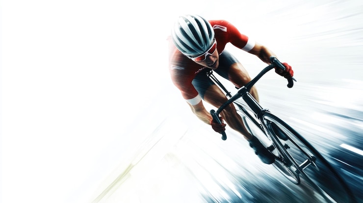 Foto personagem em uma corrida de ciclismo de alta velocidade