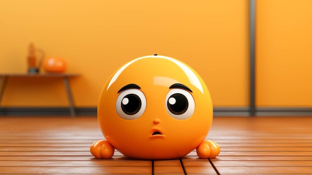 Foto personagem emoji de bola 3d em ação de emoção triste