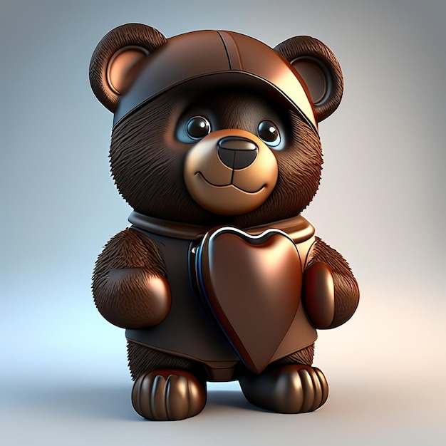 Personagem engraçado de urso com roupas em 3D Generative AI