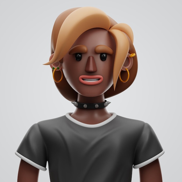 Personagem feminina 3d renderização em fundo isolado