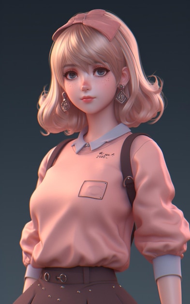 Personagem feminina de anime em 3D