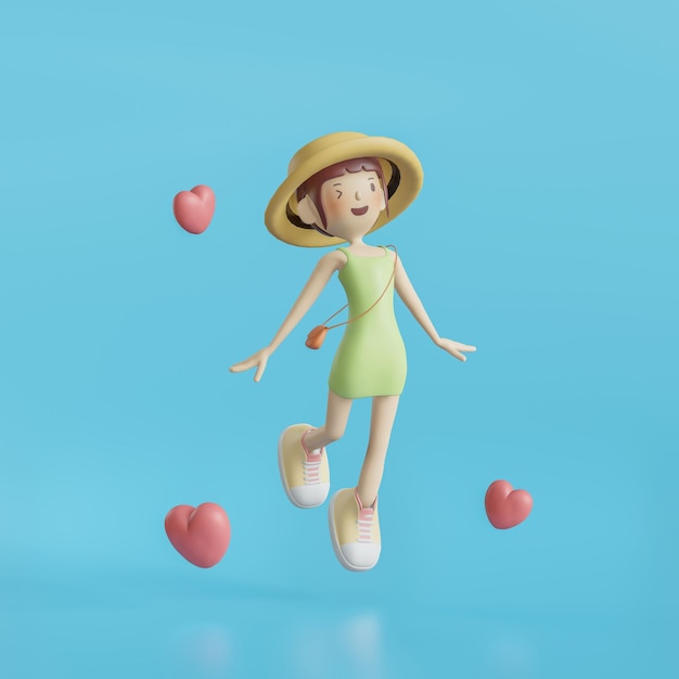 Personagem fofo 3D sobre aplicativo de namoro