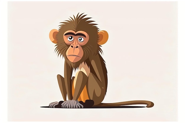 Foto personagem fofo babuíno em fundo branco generative aixdxa