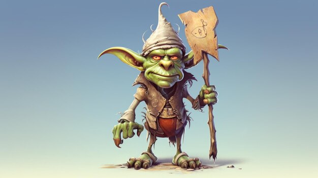 Personagem Goblin louco segurando um sabre de luz jedi Generative Ai