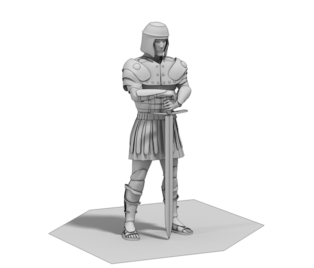 Personagem guerreiro renderização 3D ilustração 3D