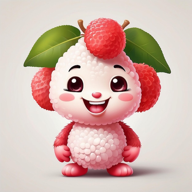 Personagem lychee bonito em 3D