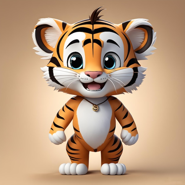 Personagem mascote de desenho animado tigre 3D gerado por IA