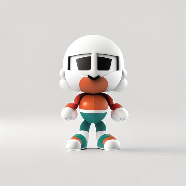 Personagem mascote em cores brancas, verdes e vermelhas IA generativa