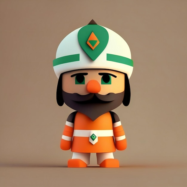 Personagem mascote nas cores laranja, verde e branco Generative AI
