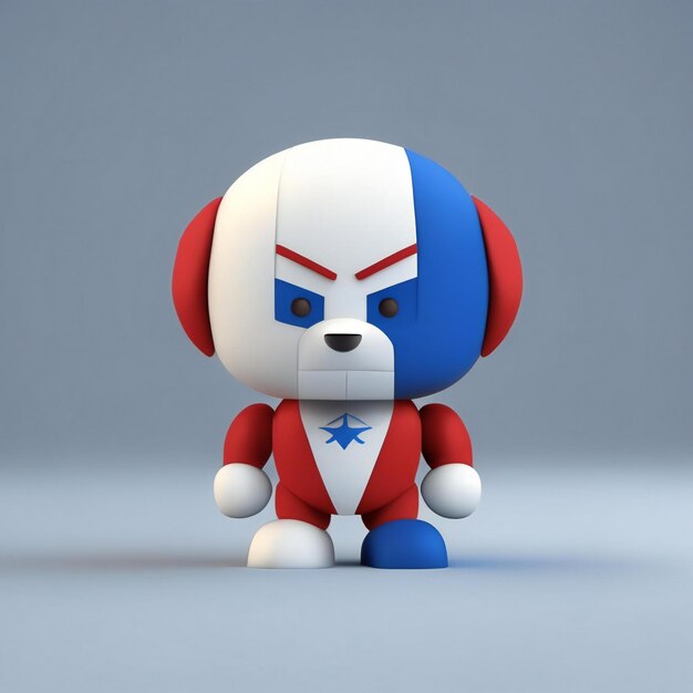 Personagem mascote nas cores vermelho, azul e branco generative ai