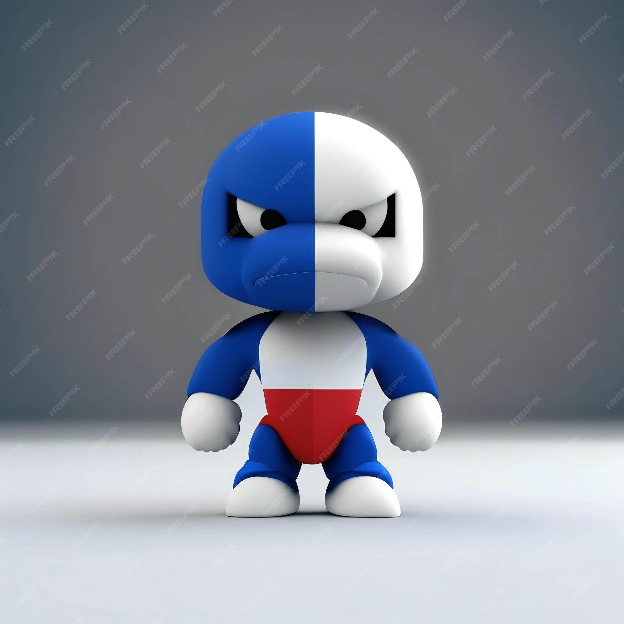 Personagem mascote nas cores vermelho, azul e branco generative ai