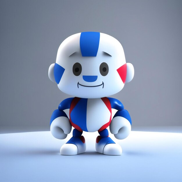 Personagem mascote nas cores vermelho, azul e branco generative ai