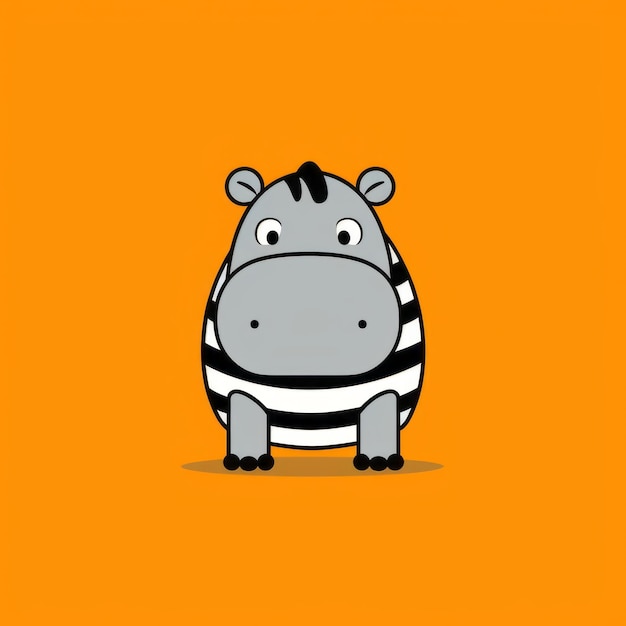 Foto personagem minimalista de hipopótamo em fundo laranja ilustração emocionalmente carregada