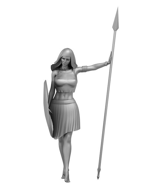 personagem mulher guerreira renderização em 3D