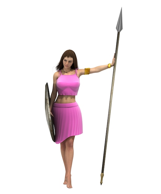 personagem mulher guerreira renderização em 3D