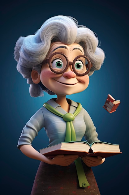 personagem professora 3d render 3d estilo pixar