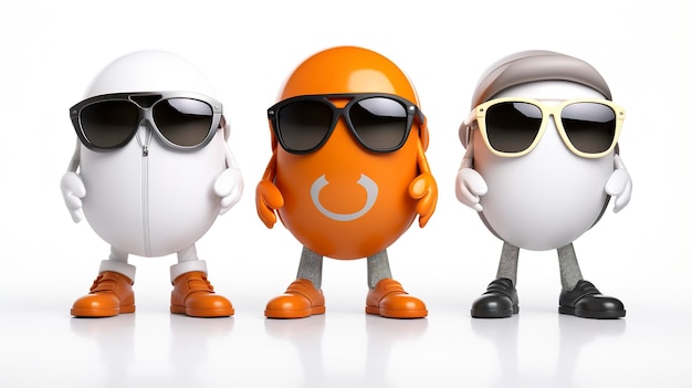 Foto personagens 3d com óculos de sol para jogar golfe