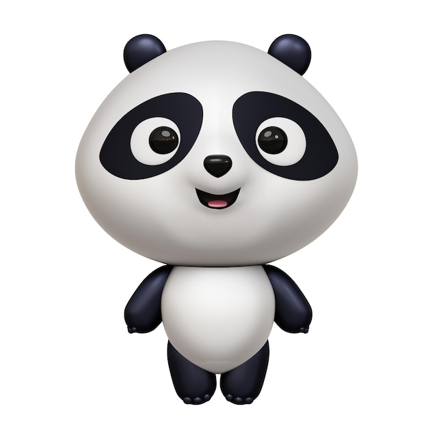 Personagens de animais de urso pandas Ilustração 3D de panda fofa dos desenhos animados isolada em fundo branco