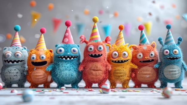 Foto personagens de desenhos animados decorações de festas em fundo branco 4k ultra hd