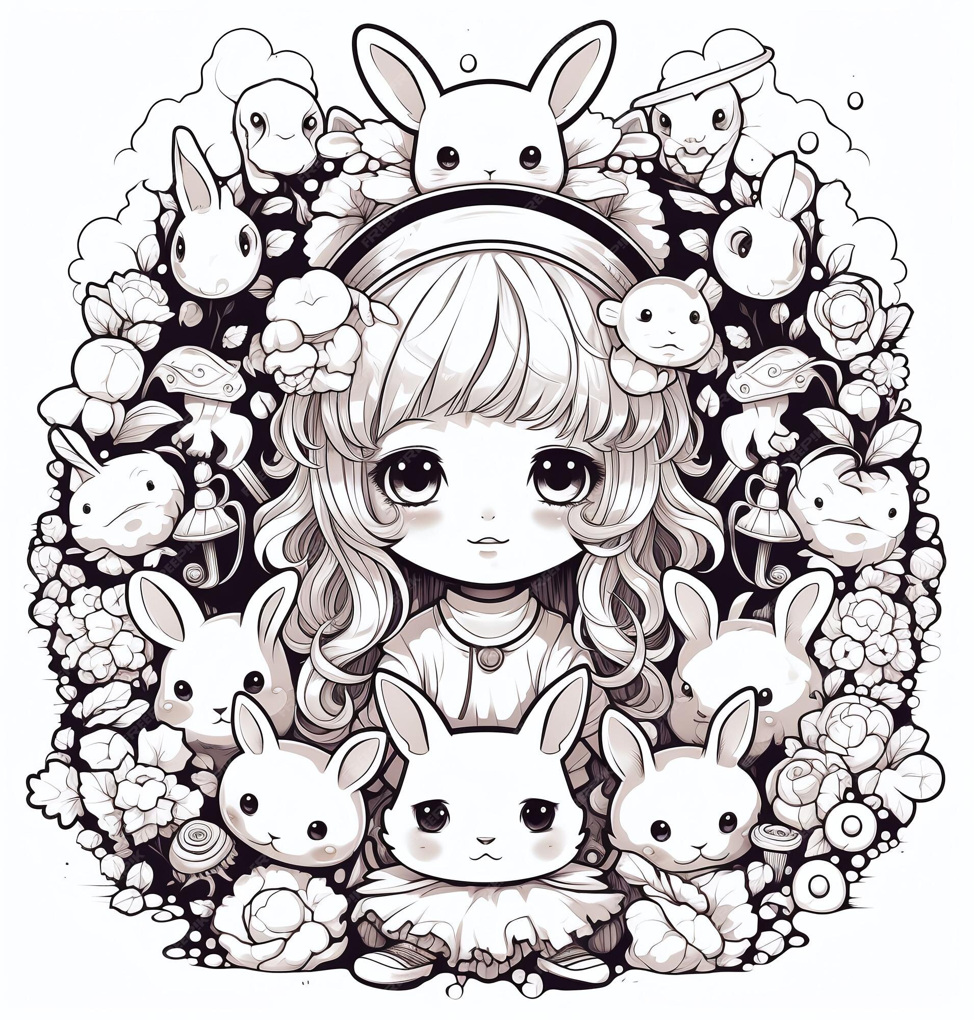 Desenho De Personagens Fofos Plantas Kawaii Para Colorir Esboço