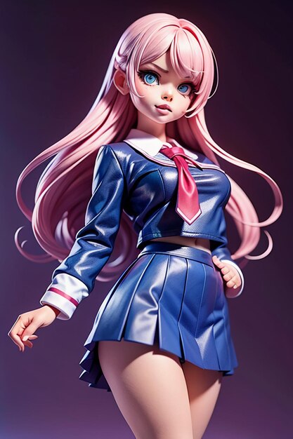 Personagens em forma de desenhos animados, modelos de meninas jovens e bonitas, bonecas renderizadas em 3D, bonecas de anime feitas à mão