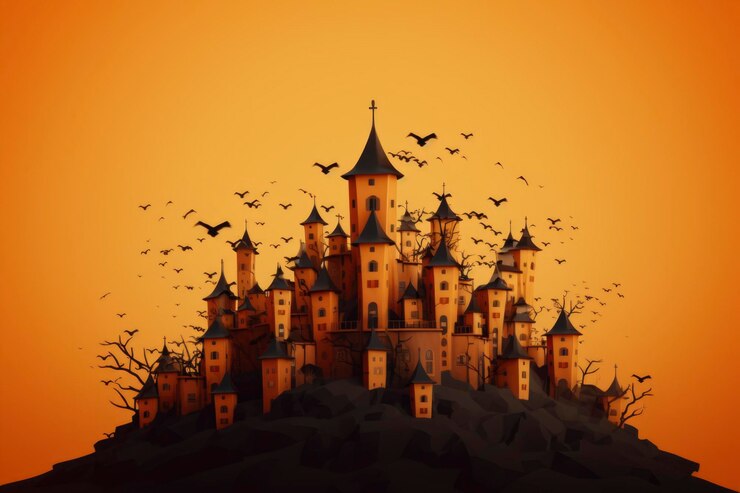 Foto personagens engraçados de halloween e elementos de fundo