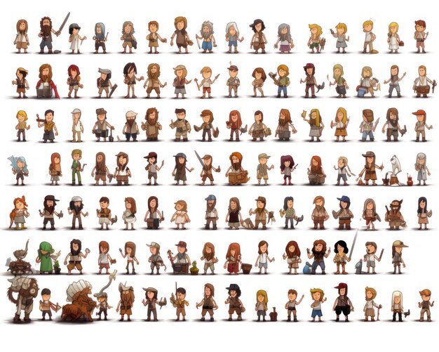 Foto personagens npc isolados para referência de design do jogo