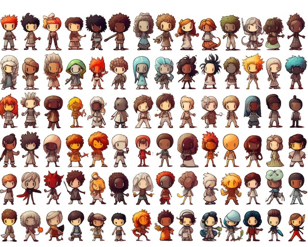 Foto personagens npc isolados para referência de design do jogo