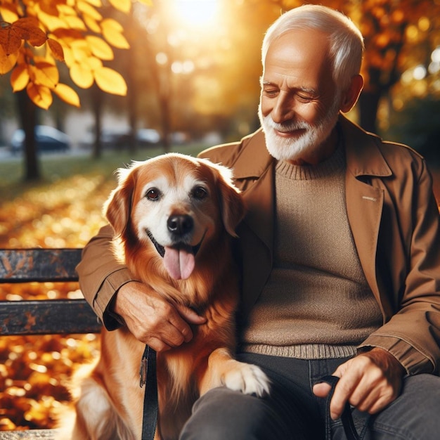 Personaja feliz con un perro