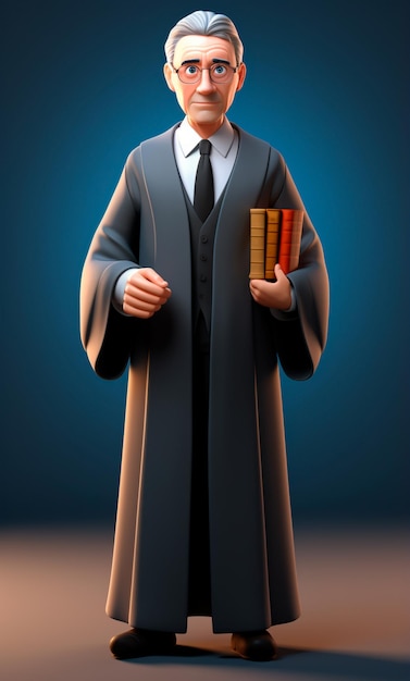 personaje 3d de dibujos animados de abogado