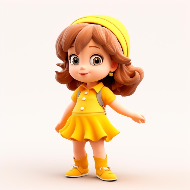 Personaje 3D de una hermosa niña para la campaña amarilla de septiembre.