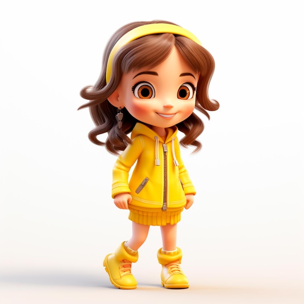 Personaje 3D de una hermosa niña para la campaña amarilla de septiembre.