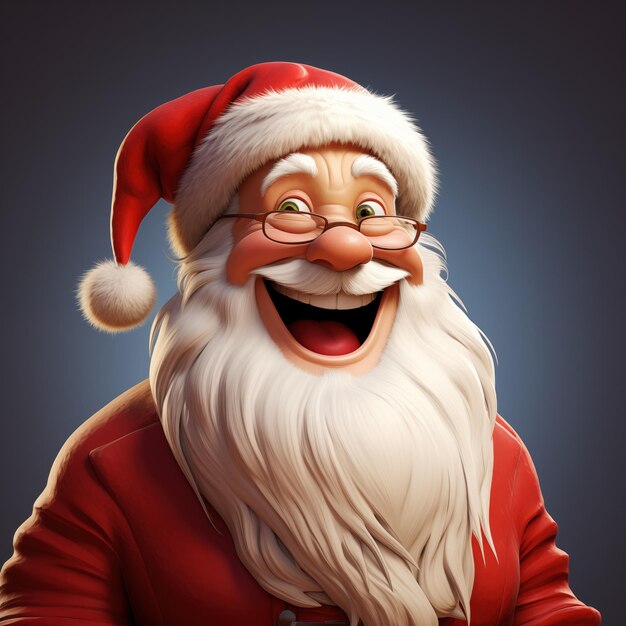 Personaje 3D de Santa Claus sonriendo con fondo en blanco