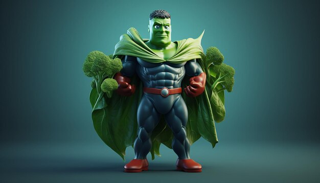 Foto personaje 3d de superhéroe vegano