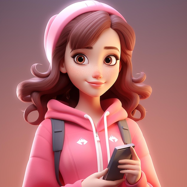 Personaje de una adolescente de dibujos animados en 3D