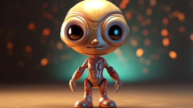 Personaje alienígena de dibujos animados lindo 3d creado con ilustración generativa de IA