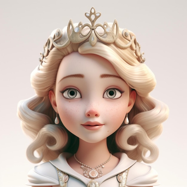 Personaje animado de princesa con corona cute 3d cartoon princess reina corona