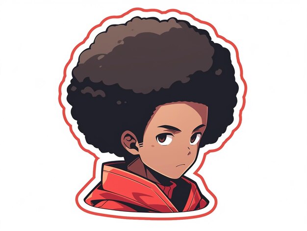 personaje de anime con cabello afro y chaqueta roja generativo ai