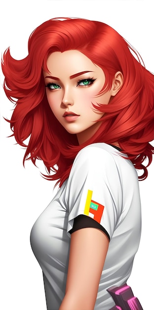 Foto personaje de anime moderno con colores vibrantes de estilo cyberpunk