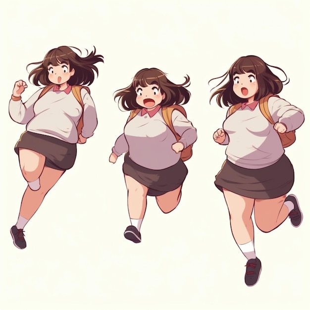 personaje de anime de una mujer corriendo con una mochila y una mochila generativa ai