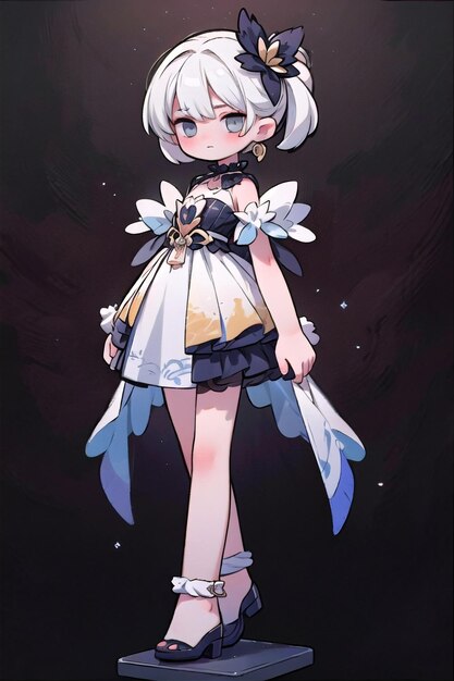 Foto personaje de anime vestido con un vestido blanco y zapatos negros